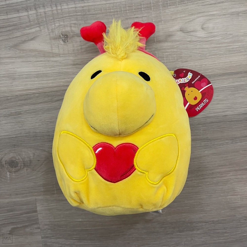 NEW Squishmallows Plush Woodstock Peanuts Valentine's‎ Day Kellytoy Yellow